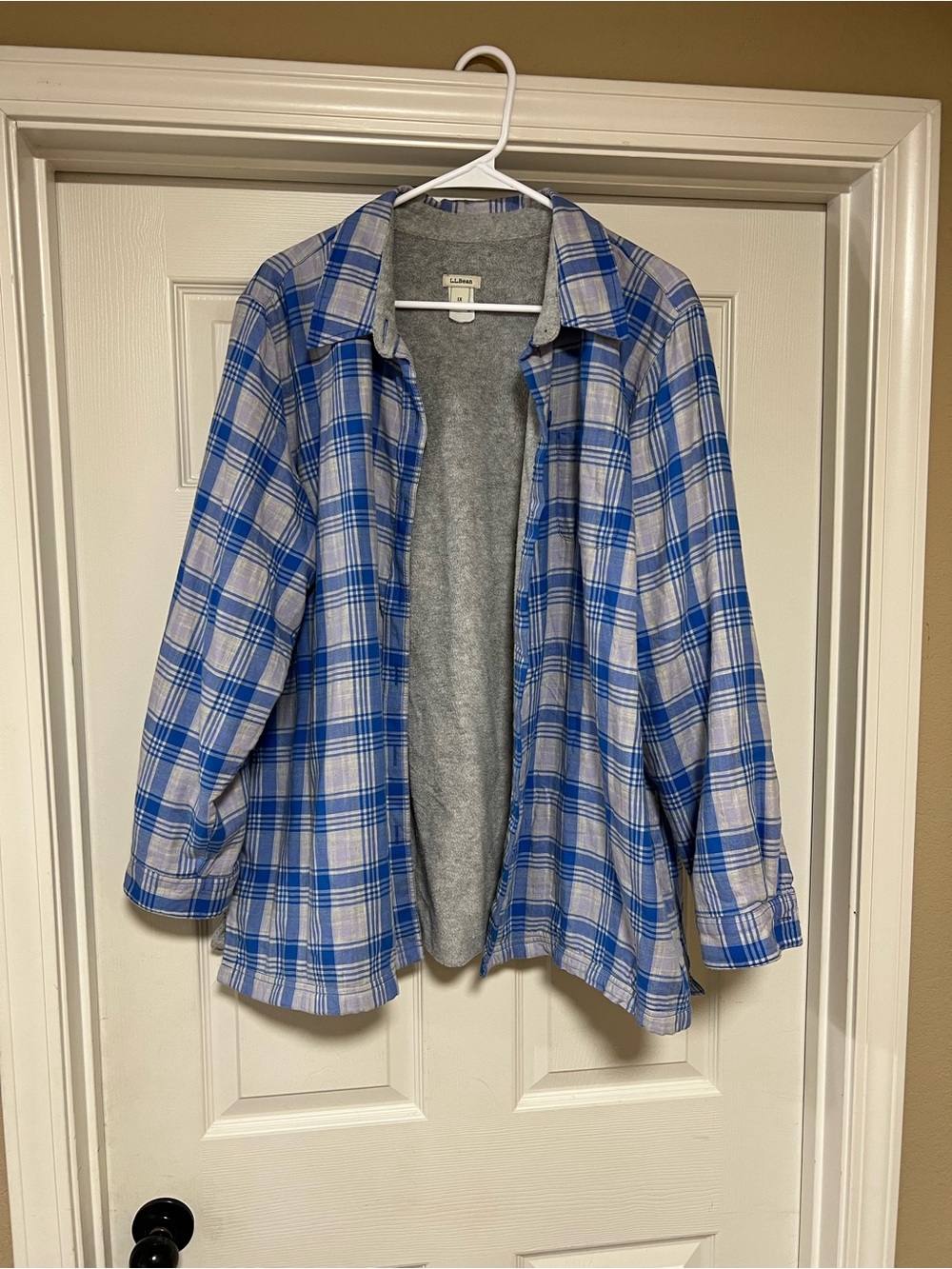 L.L. Bean Blue and Gray Plaid Button-Front Shirt